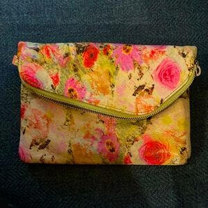 Hobo Floral Leather Foldable Clutch Bag